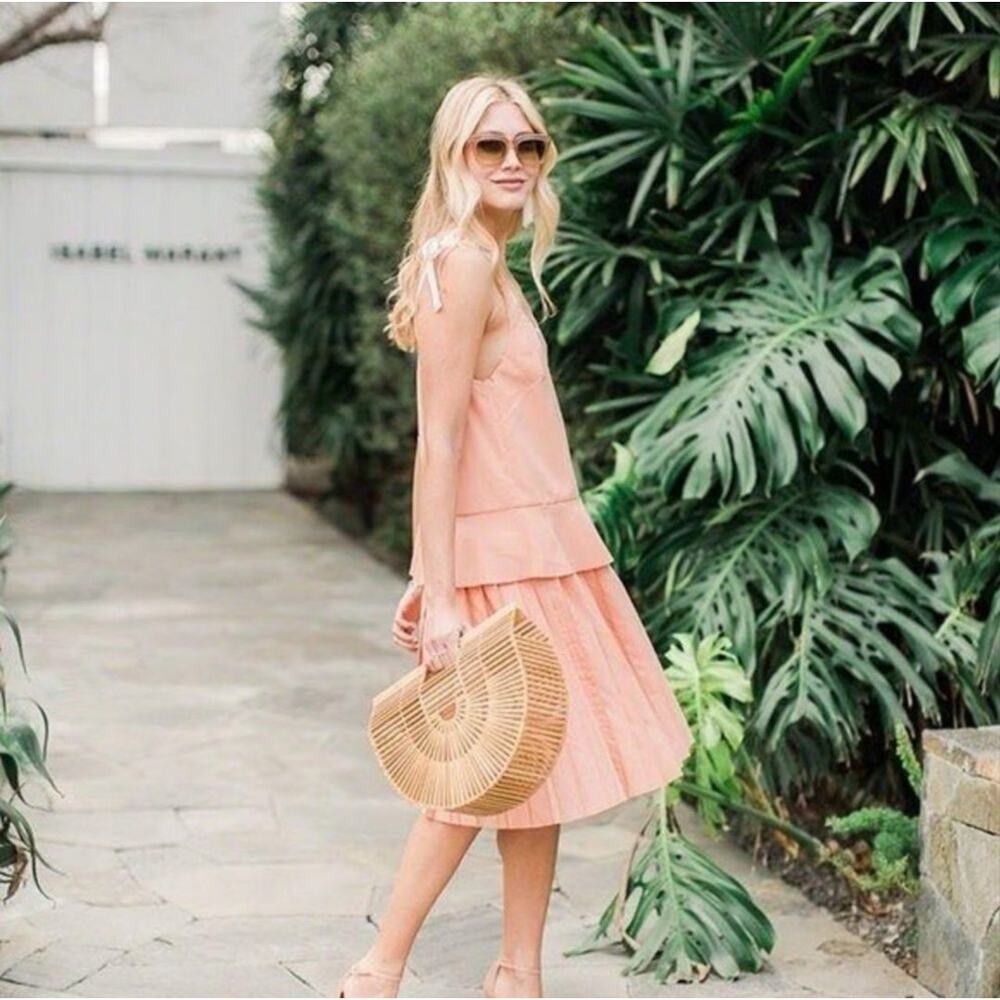 Anthropologie Paper Crown Covilha dress medium peach tie strap - Picture 9 of 9